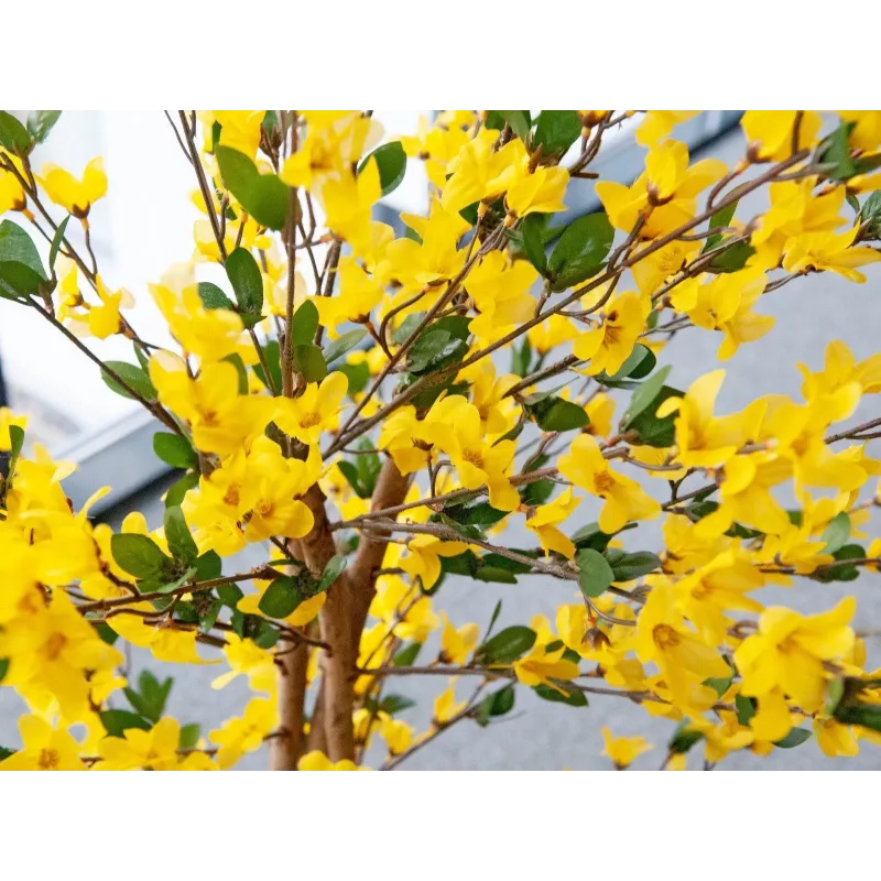 EUROPALMS Künstlicher Forsythienbaum mit 3 Stämmen, Gelb, 150cm 82507102