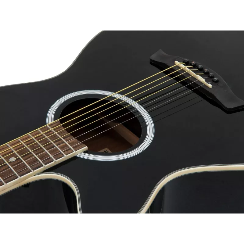 DIMAVERY AW-400 Linkshänder Dreadnought Akustikgitarre, Schwarz 26235090