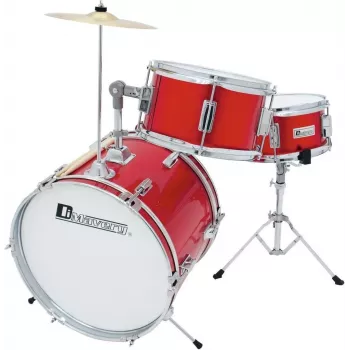 DIMAVERY Kinder-Schlagzeug Rot 5-teiliges Akustik-Set mit Becken, Hocker und Sticks