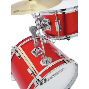 DIMAVERY Kinder-Schlagzeug Rot 5-teiliges Akustik-Set mit Becken, Hocker und Sticks