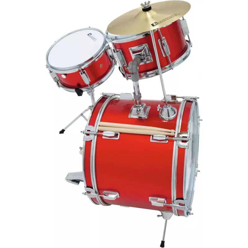 DIMAVERY Kinder-Schlagzeug Rot 5-teiliges Akustik-Set mit Becken, Hocker und Sticks