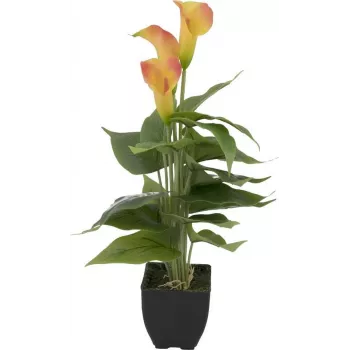 EUROPALMS Calla mini Kunstpflanze, Gelb-Orange, 43 cm 82540346