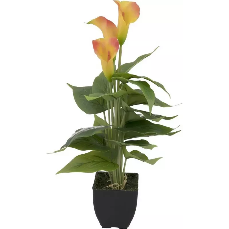 EUROPALMS Calla mini Kunstpflanze, Gelb-Orange, 43 cm 82540346