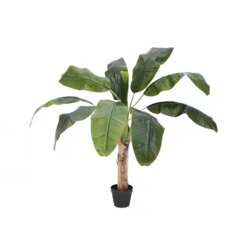EUROPALMS Künstliche Bananenpflanze, 100cm, Grüne Blätter, Schwarzer Topf 82509503