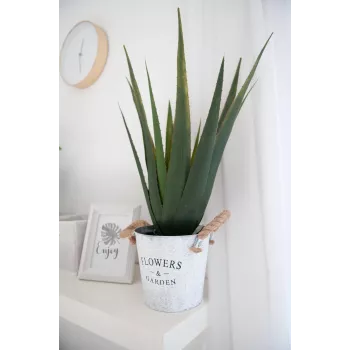 EUROPALMS Künstliche Aloe Vera Pflanze, 60 cm, Schwarzer Topf 82600167