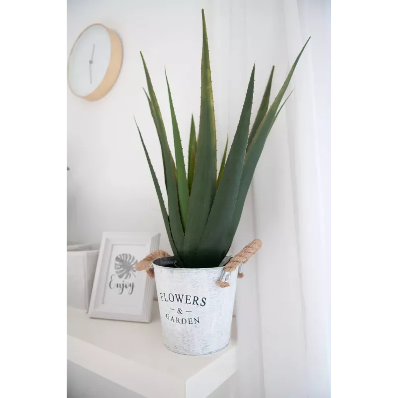 EUROPALMS Künstliche Aloe Vera Pflanze, 60 cm, Schwarzer Topf 82600167