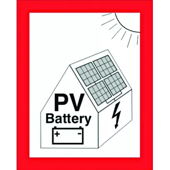 CIMCO Brandschutzschild für PV-Anlagen mit Batteriespeicher, selbstklebende Folie, 105 x 148 mm, Rot/Weiß/Schwarz 182798