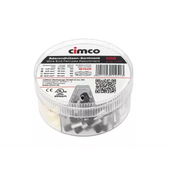 Cimco 187605 Aderendhülsen-Sortiment, teilweise isoliert, 500 Stück, 0,5-6,0 mm², DIN 46228-4