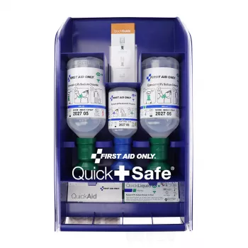 First Aid Only Quick+ Safe DIN EN 15154-4 Erste-Hilfe-Kasten, Blau, Wandmontage, ABS-Kunststoff, DIN 13157 Füllung P-44026 00