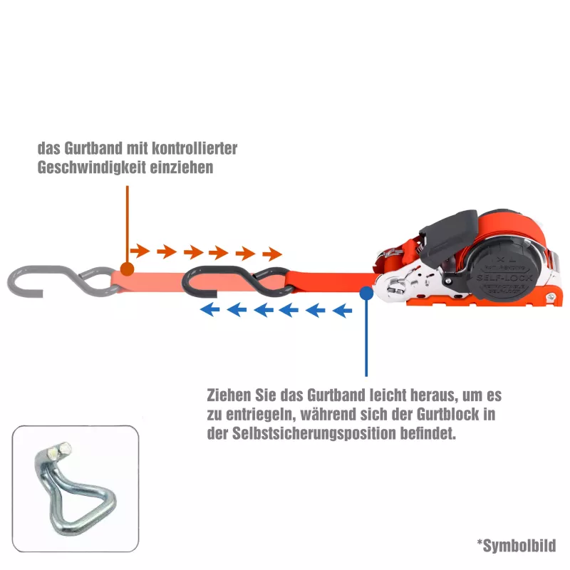 PETEX 43197112 Ratschen-Zurrgurt 5 m x 25 mm, LC 350 daN Direct, EN 12195-2