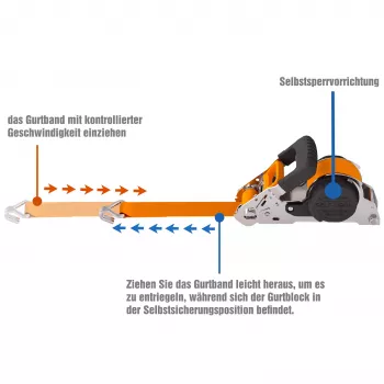 Petex 43197235 Ratschen-Zurrgurt 5 m x 3,5 cm, LC 1000 daN, EN 12195-2