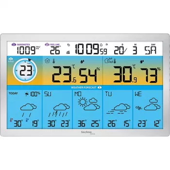 Technoline WD2500 Kabellose Wetterstation mit Außensensor, WLAN-App-Steuerung, Unterstützt bis zu 3 Sensoren, Farbdisplay