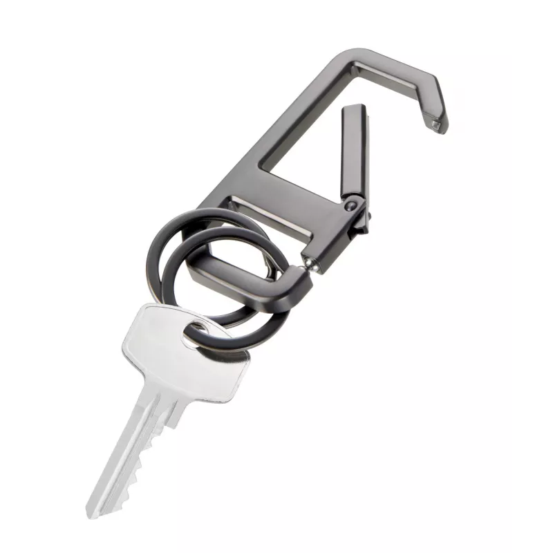 TROIKA ALVAR NERO Schlüsselanhänger mit Karabiner, Gunmetal/Schwarz (KR26-05/GM)