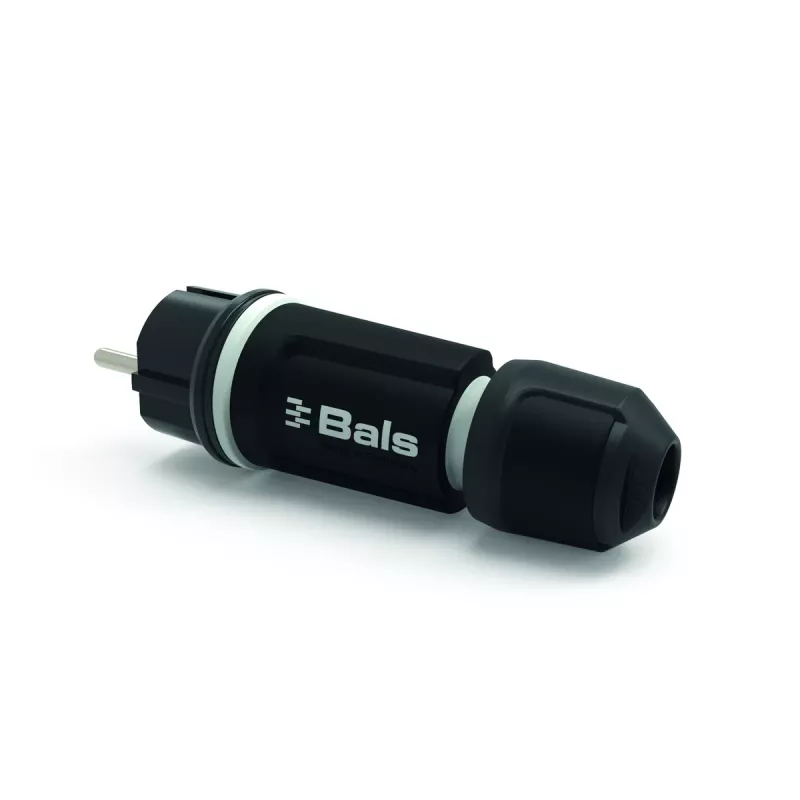 BALS 7371-1 Schuko-Stecker 16A 3p 250V IP54 Schwarz Gummi
