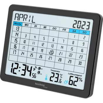 TECHNOLINE WT2600 Funk-Kalender-Wecker, Schwarz