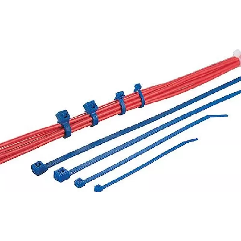 HellermannTyton T80L Standard-Kabelbinder, 390 x 4,6 mm, PA66, Blau, 100 Stück 116-05416