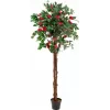 EUROPALMS Kamelienbaum Rot mit Topf, Kunstpflanze, 180cm 82507226