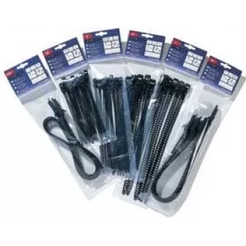 HellermannTyton SOFTFIX wiederverwendbarer Kabelbinder 180mm x 7mm Schwarz 16er-Pack (115-07190)