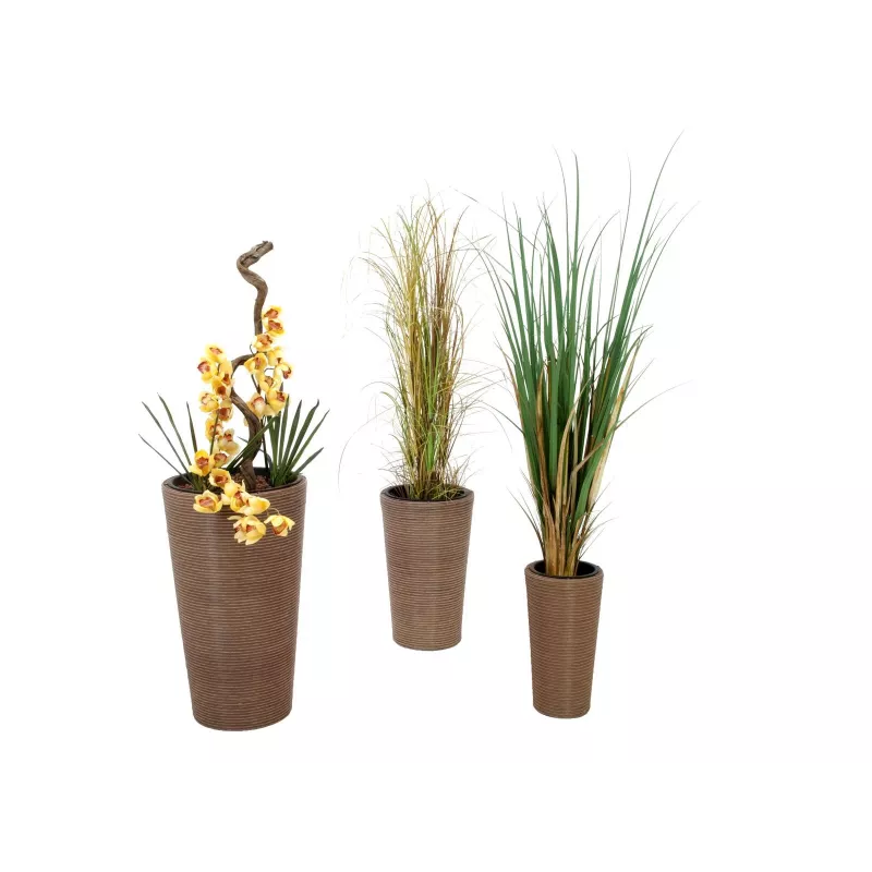 EUROPALMS India Dekoratives Blumentopf-Set, 3 Größen, Grauer Stein-Look, Indoor/Outdoor 83011268