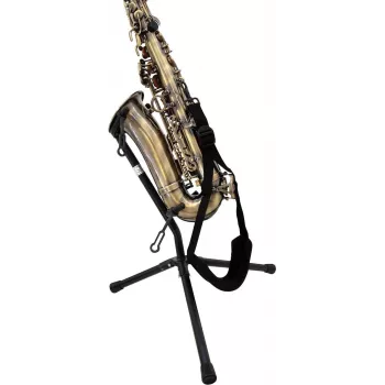 DIMAVERY Saxophon-Halsband, verstellbares Nylongewebe, Metall-Drehhaken, Schwarz 26600436