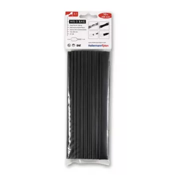 HellermannTyton HIS-3 Wärmeschrumpfschlauch-Set, 3:1, Schwarz, 12 mm / 4 mm 308-31210