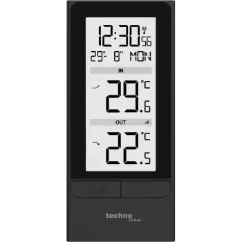 Technoline WS9787 Kabellose Wetterstation mit Außensensor, Schwarz/Silber