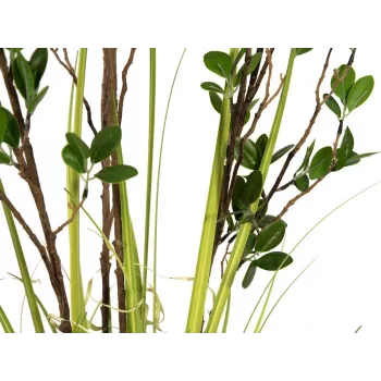 EUROPALMS Immergrüner Strauch mit Gras Kunstpflanze, 120 cm 82600183