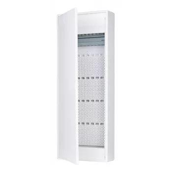 f-tronic VISION60K 5-reihiger Aufputz-Kommunikationsschrank mit 3-fach Schuko-Steckdose, Weiß 7220223