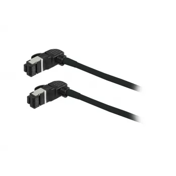 SYNERGY21 S218115 CAT6A S/FTP Slim Patchkabel, RJ45, 2m, Schwarz, 500MHz, LSZH, Drehstecker