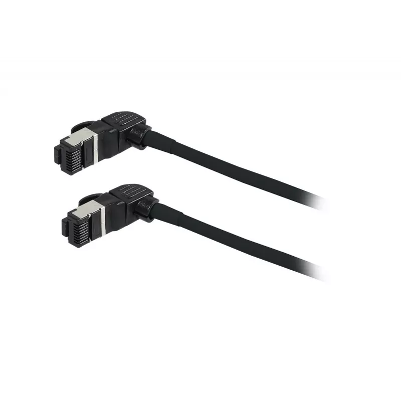 SYNERGY21 S218115 CAT6A S/FTP Slim Patchkabel, RJ45, 2m, Schwarz, 500MHz, LSZH, Drehstecker