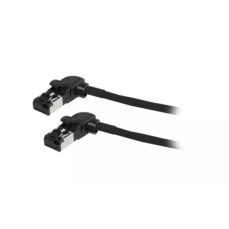 SYNERGY21 S218115 CAT6A S/FTP Slim Patchkabel, RJ45, 2m, Schwarz, 500MHz, LSZH, Drehstecker