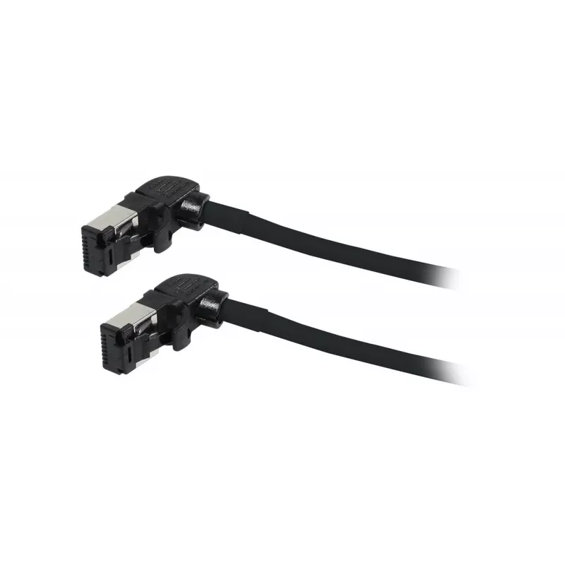 SYNERGY21 S218115 CAT6A S/FTP Slim Patchkabel, RJ45, 2m, Schwarz, 500MHz, LSZH, Drehstecker