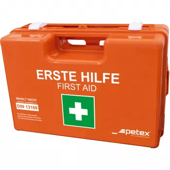 PETEX 43924035 DIN 13169 Erste-Hilfe-Koffer, Orange, 350 x 140 x 240 mm