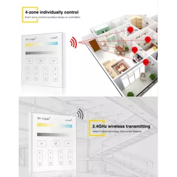 SYNERGY21 T1 MiLight Smart Panel Einfarbig 4-Zonen Touch-Fernbedienung