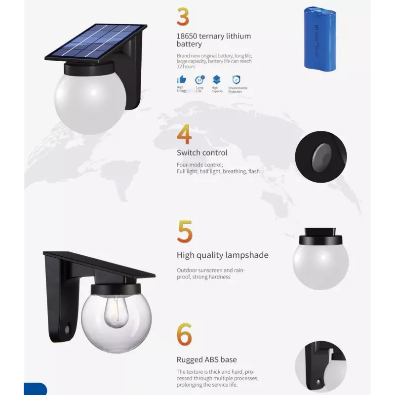 SYNERGY21 S21-LED-0250250 Solar-Wandleuchte Kugel klar