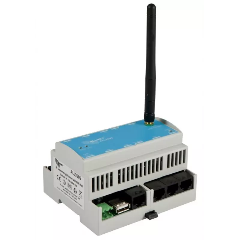 ALLNET ALL3505v2 IP-Gebäudeautomationscontroller mit 8 Sensorports, DIN-Schienenmontage