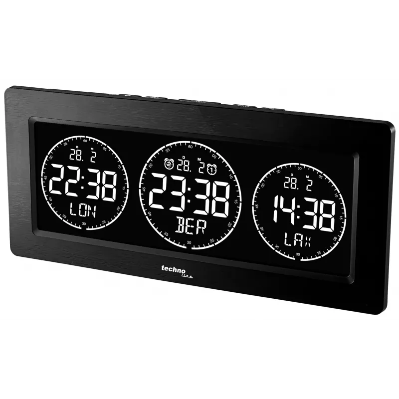 Technoline Digitaler Tischwecker mit Temperaturanzeige, Datum, Schlummerfunktion - Schwarz