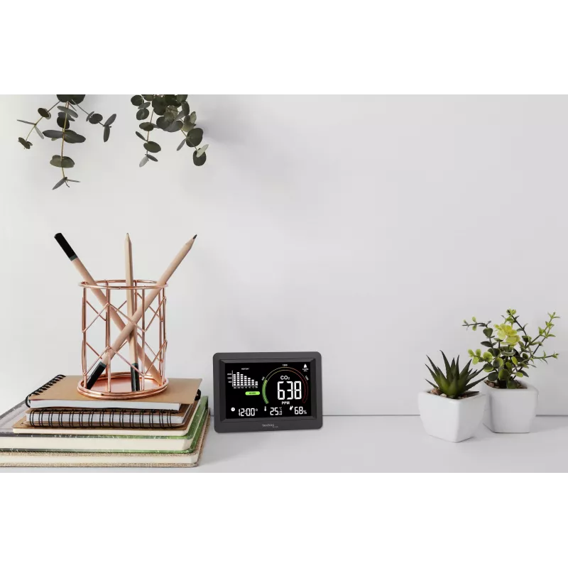 Technoline WL1028 CO2-Monitor Luftqualitätsmonitor mit Alarm Schwarz