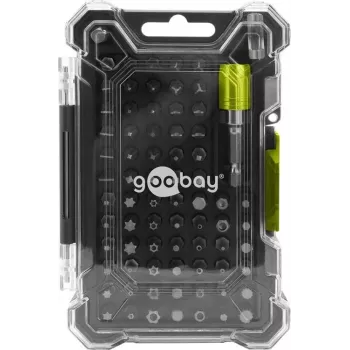 Goobay Tools 72-teiliges Bithalter-Set mit magnetischem Schnellwechsel-Bithalter, S2-Stahl-Bits, 1/4 inch Sechskant-Antrieb, Schlitz, Phillips, Pozidriv, Torx, Security Torx, Hex, Security Hex, Square, Spanner, Tri-Wing, Torq-Set, 25 mm Bits 77843