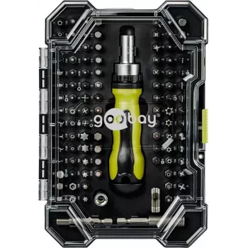 Goobay 100-teiliges Schraubendreher-Bit-Set mit 1/4 inch Sechskant S2-Stahl-Bits und magnetischem Bithalter 77844