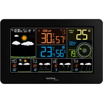 Techno Line WD2700 WLAN-Wetterstation mit 4-Tage-Vorhersage, Farbdisplay, Innen-/Außensensor