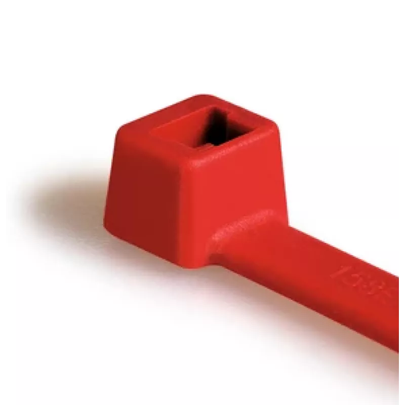 HellermannTyton T80L-N66-RD-C1 Standard-Kabelbinder, innenverzahnt, 390 mm x 4,6 mm, Rot, 100 Stück 116-05412