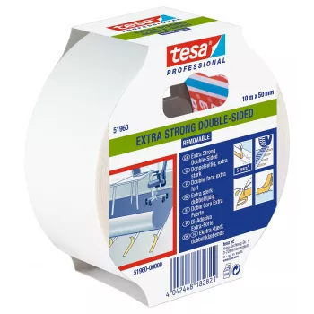 tesa 51960-00000-11 Transparentes doppelseitiges PET-Klebeband 10 m x 50 mm