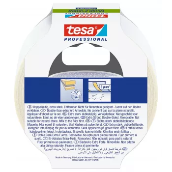 tesa 51960-00000-11 Transparentes doppelseitiges PET-Klebeband 10 m x 50 mm