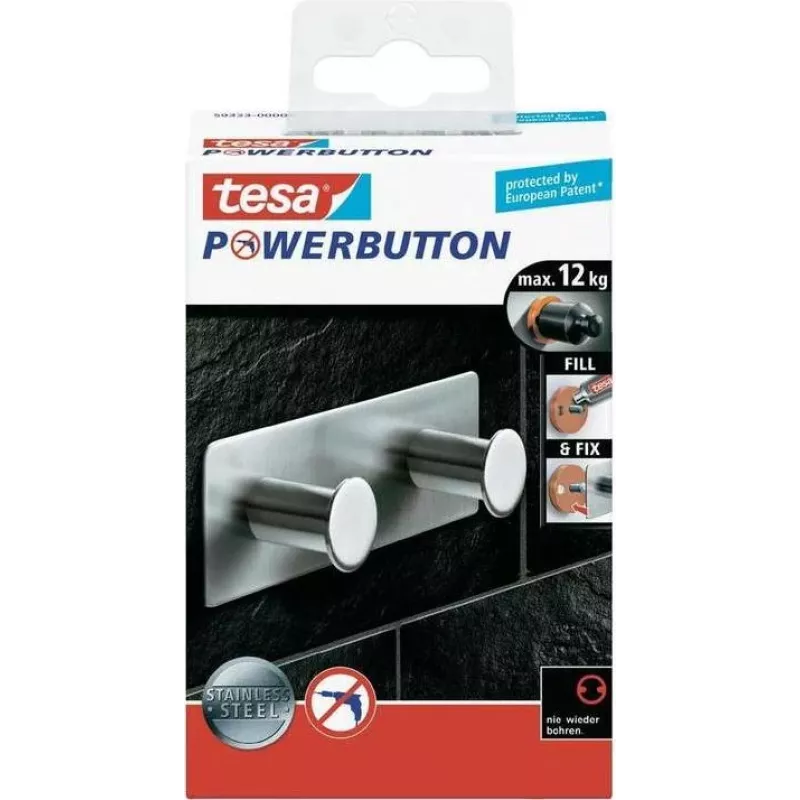 Tesa Powerbutton Classic Doppelhaken 12kg Chrom 59333-00000-01