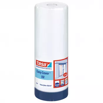 Tesa Easy Cover 4369 UV-Abdeckfolie mit integriertem Klebeband, Transparent, 2,6m x 17m 04369-13-1