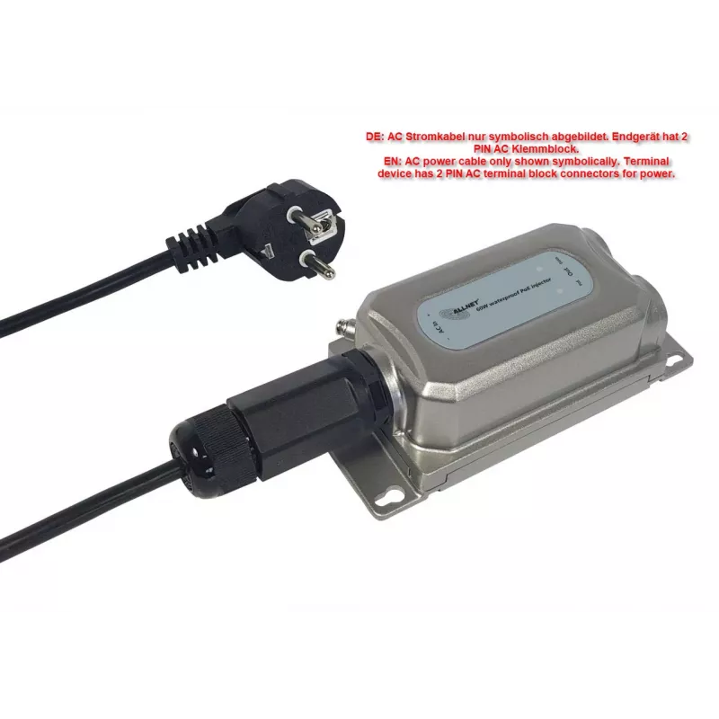 ALLNET Outdoor PoE-Injektor IP67 IEEE 802.3bt 60W Metallgehäuse ALL-PI2013Ov2BT60