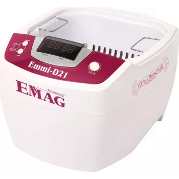 Emag Ultraschallreiniger mit Heizung, 2 L Tank, 160 x 90 x 50 mm, 80 W Ultraschallleistung, digitale Zeit- und Temperatursteuerung, Kunststoffgehäuse