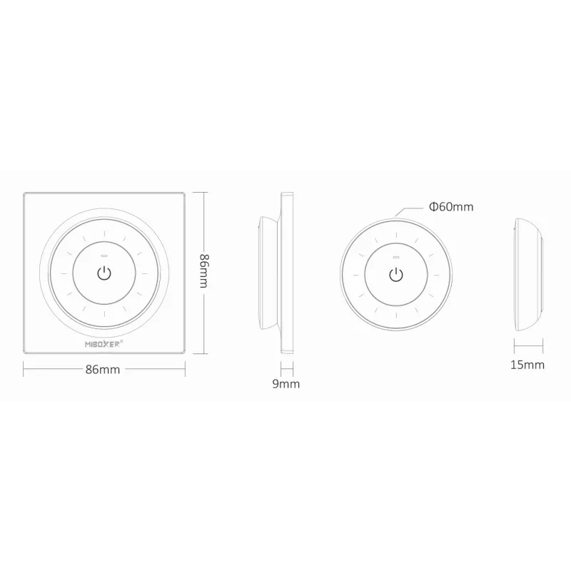 MiBoxer K3-W 2,4GHz Dual White LED-Fernbedienung mit drehendem Touch-Rad