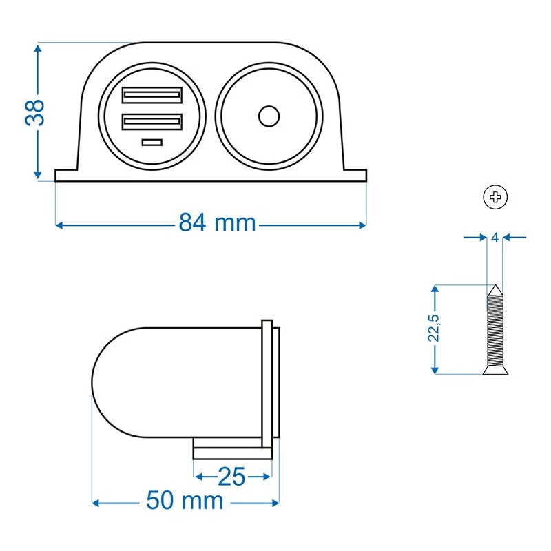 IWH 12/24V Kfz-Steckdose mit 2 USB-Anschlüssen, 4,2A Gesamtausgang (019010)